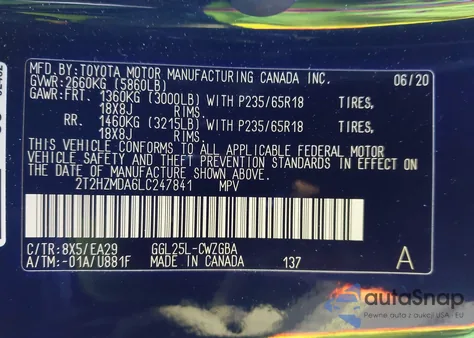 2020 Lexus Rx 350 from USA, damaged, VIN 2T2HZMDA6LC247841